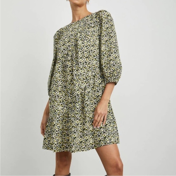 Rails Louise Poplin Mini Dress Chrysanthemum Yellow Ditsy Floral - Picture 1 of 9